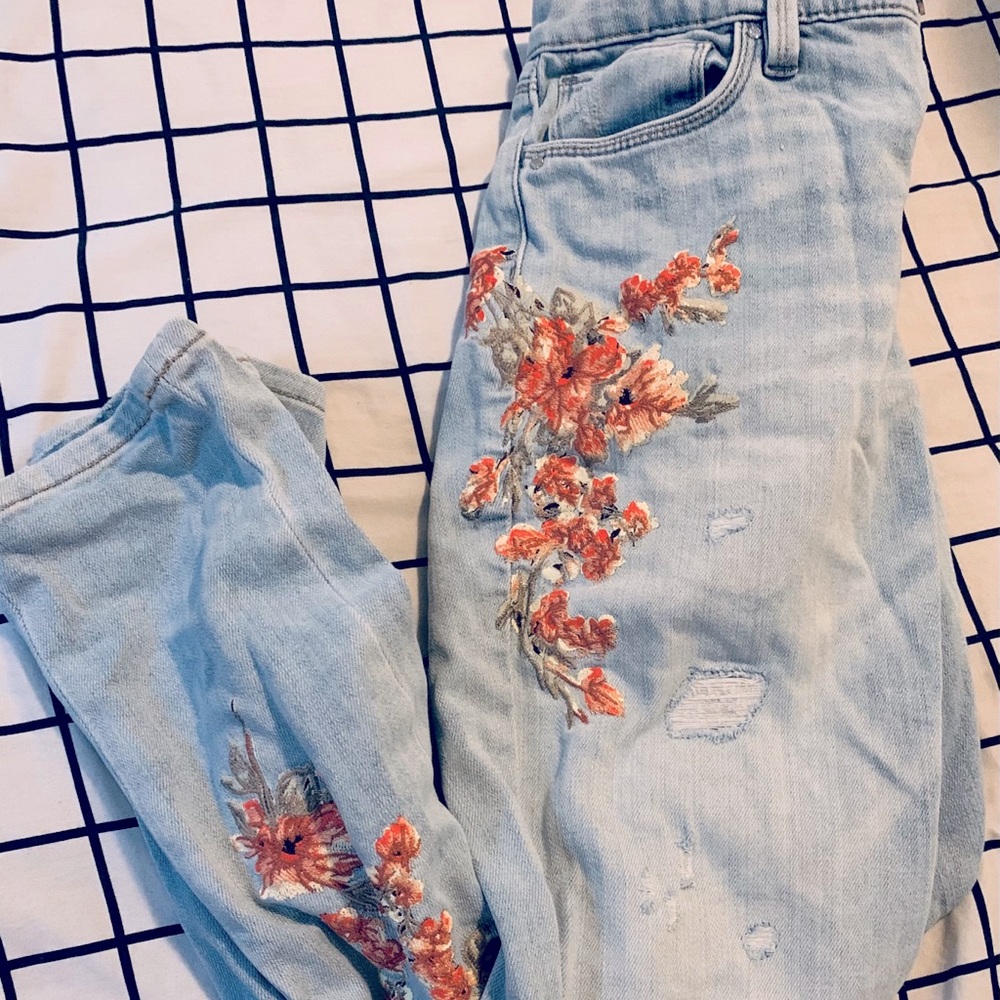 Floral Designed Skinny Jeans